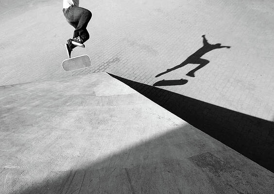 Shadow Of Skateboarder Print by Mgs