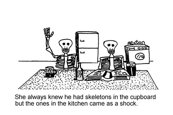 Wall Art - Drawing - She Always Knew He Had Skeletons In The Cupboard But by Andrew Exton