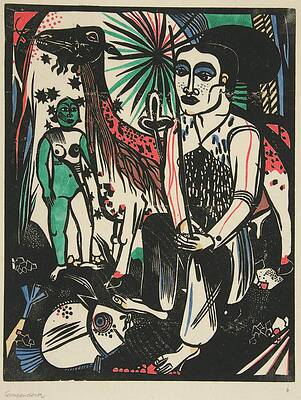 Wall Art - Painting - Shepherd With Large Goat by Heinrich Campendonk