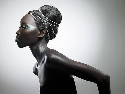 Wall Art - Photograph - Side View Of Woman With Metallic Make Up by Image Source