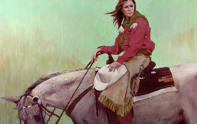 ZOPT990 A lady sitting on a horse painted hand oil painting art on canvas 