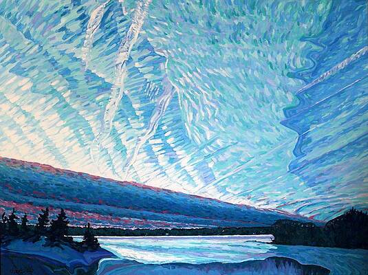 Wall Art - Painting - Singleton Winter Contrails Cirrus and Deformation by Phil Chadwick