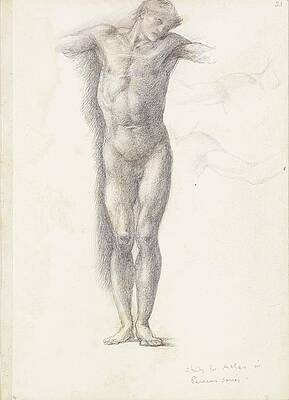 Wall Art - Drawing - Sketchbook  Study For Atlas In Atlas Turned To Stone by Sir Edward Coley Burne-jones