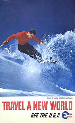 Wall Art - Painting - Skiing At Aspen, State Of Coloradotravel A New Worldsee by Anonymous