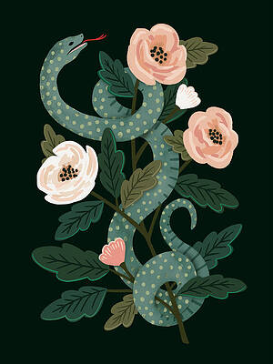 Wall Art - Painting - Skull & Snake II by Victoria Barnes