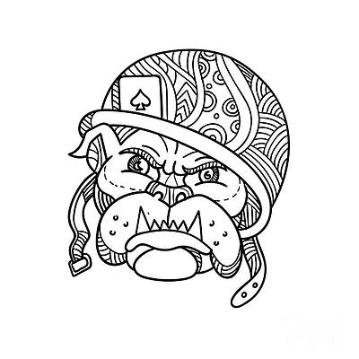 Wall Art - Digital Art - Soldier Bulldog Ace of Spade Mono Line by Aloysius Patrimonio