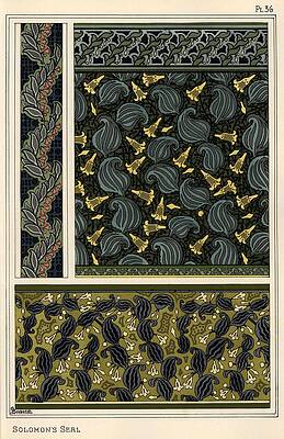 Wall Art - Drawing - Solomon's seal, Polygonatum multiflorum, as design motif in wallpaper, borders and fabric. by Album
