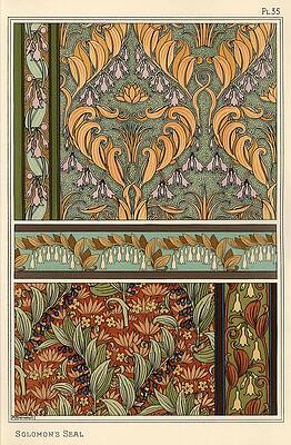 Wall Art - Drawing - Solomon's seal, Polygonatum multiflorum, as design motif in wallpaper, borders and fabric. Lithog... by Album