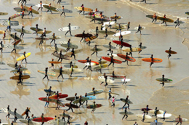 Wall Art - Photograph - South African Surfers Take to the Water by Mike Hutchings