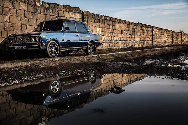 Soviet era Lada car near a pond in Gyumri by Ruben Vicente Soviet era Lada car near a pond in Gyumri by Ruben Vicente