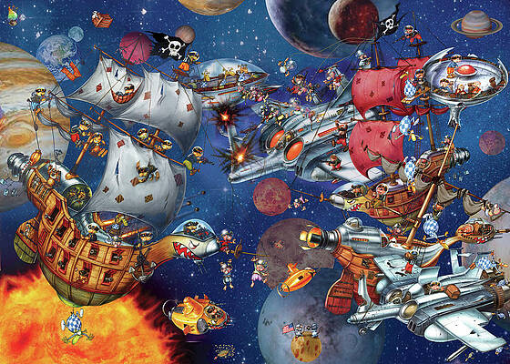 Wall Art - Painting - Space Pirates by Francois Ruyer