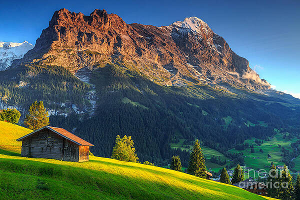 Framed Swiss Alps Chalet? Original Signed Painting Signed "Muller" 