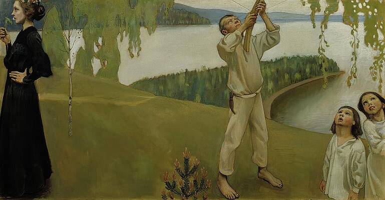 Wall Art - Painting - Spring, Study For The Juselius Mausoleum Frescos by Akseli Gallen-kallela