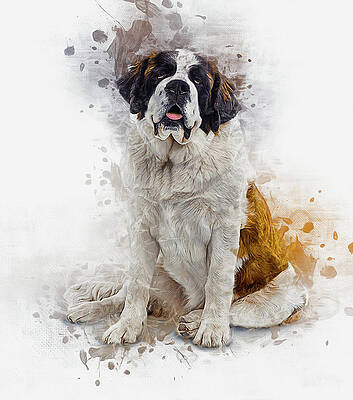 Empire Art Direct Saint Bernard Black and White Pet Paintings on