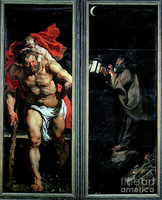 Wall Art - Painting - St. Christopher And The Hermit, Outside Shutters Of The Descent From The Cross Triptych, 1611-14 by Peter Paul Rubens