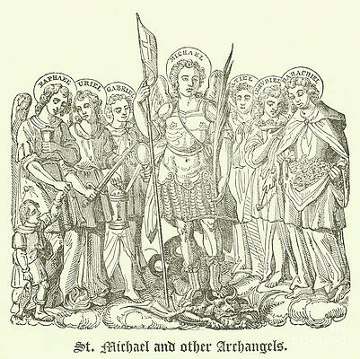 Wall Art - Painting - St Michael And Other Archangels by English School