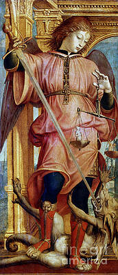 Wall Art - Drawing - St Michael The Archangel Fighting by Print Collector