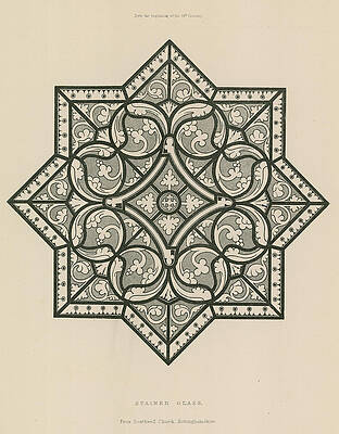 Wall Art - Drawing - Stained Glass, Southwell Church, Nottinghamshire, Early 14th Century (drawing) by English School