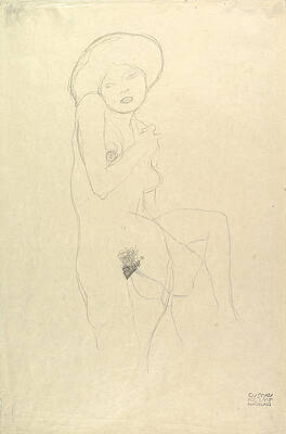 Standing Nude Print by Gustav Klimt