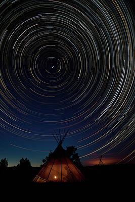Wall Art - Photograph - Star Trails In A South Dakota Sky Over A Ogallala Lakota by Charlie Summers / Naturepl.com