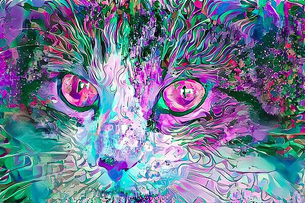 Wall Art - Digital Art - Stare Into My Purple Cat Eyes by Don Northup
