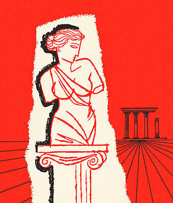 Wall Art - Drawing - Statue on a Pedestal by CSA Images