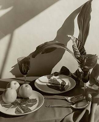 Wall Art - Photograph - Still Life Of Table Setting With Fruit by Horst P Horst