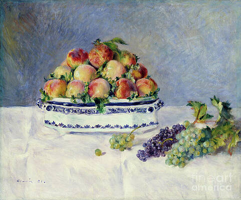 Wall Art - Drawing - Still Life With Peaches And Grapes by Heritage Images