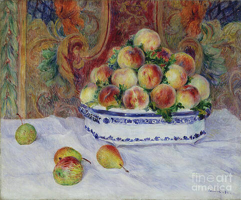 Wall Art - Drawing - Still Life With Peaches by Heritage Images