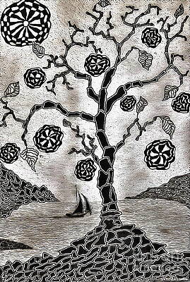 Wall Art - Drawing - Stone Tree City by Yury Bashkin