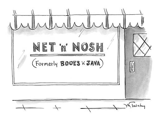 Wall Art - Drawing - Storefront Reading Net 'n' Nosh Formerly Books 'n' Java by Mike Twohy