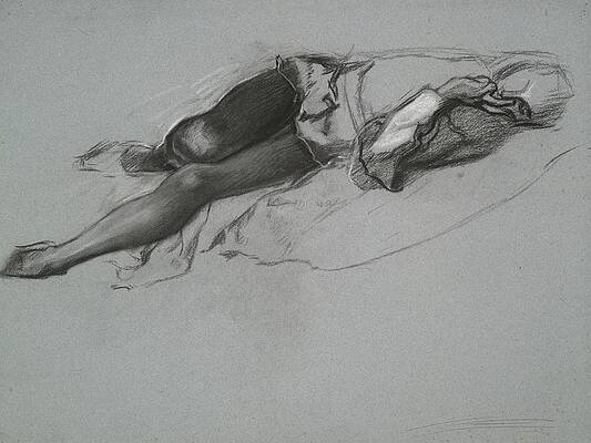 Wall Art - Drawing - Study For The Reclining Figure Of Hamlet, From The Play by Edwin Austin Abbey