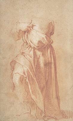 Wall Art - Drawing - Study Of A Headless Draped Figure With Arms Crossed by Abraham Bloemaert