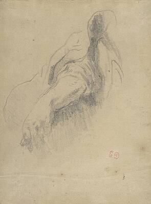 Wall Art - Drawing - Study Of A Left Arm And Hand by Eugene Delacroix
