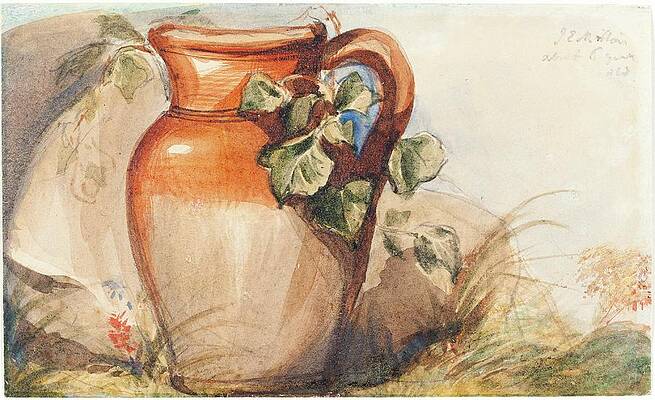 Wall Art - Painting - Study Of A Pottery Jug by Sir John Everett Millais