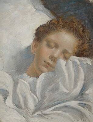 Wall Art - Painting - Study Of A Sleeping Child by Luc-olivier Merson