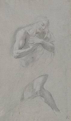 Wall Art - Drawing - Study Of Christ In The Baptism, Standing In A Frontal View by Giacomo Zoboli