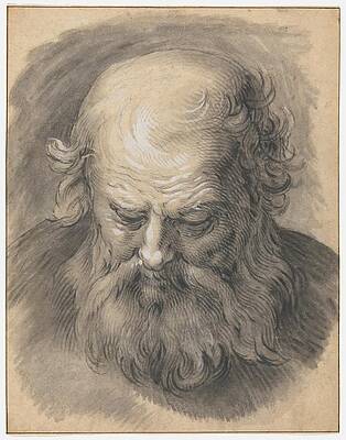 Wall Art - Drawing - Study Of The Head Of A Bearded Man by Abraham Bloemaert