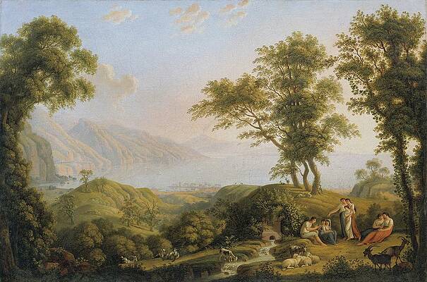 Wall Art - Painting - Sudliche Landschaft Mit Vesuv by Ludwig Philipp Strack