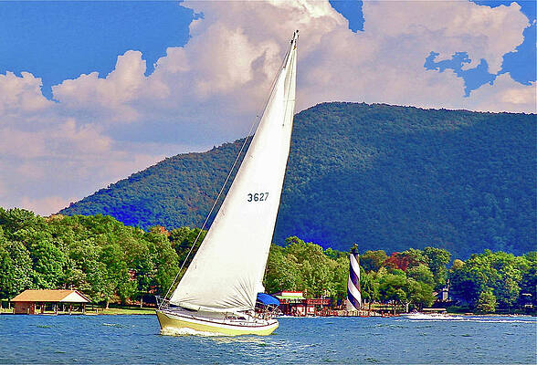 Tacking Lighthouse Sailor, Smith Mountain Lake by The James Roney Collection Tacking Lighthouse Sailor, Smith Mountain Lake by The James Roney Collection