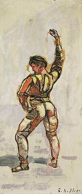 Wall Art - Painting - Taker From The Oath In Left Profile For unanimity by Ferdinand Hodler