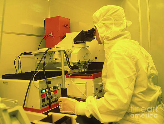 Wall Art - Photograph - Technician Manufactures An Integrated Circuit by Science Photo Library
