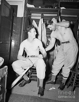 Wall Art - Photograph - Ted Williams And Jimmy Fox In Locker by Bettmann