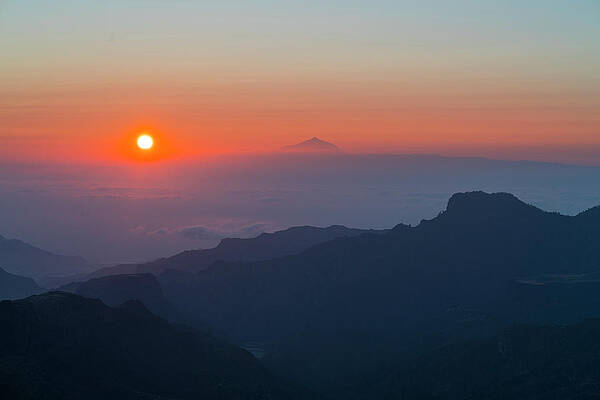 Wall Art - Photograph - Teide Volcano At Sunset,tenerife Island, Gran Canaria by Juan Carlos Munoz / Naturepl.com