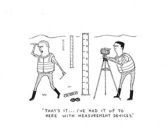Wall Art - Drawing - That's It - I've Had It Up To Here With Measurement Devices by Gordon Gurvan