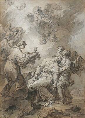 Wall Art - Drawing - The Agony In The Garden by Charles-andre Van Loo