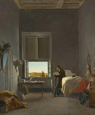 The Artist in His Room at the Villa Medici, Rome Print by Leon Cogniet