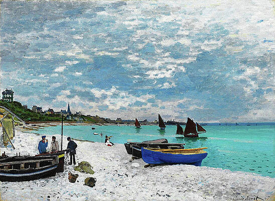 Wall Art - Painting - The Beach at Sainte-Adresse - Digital Remastered Edition by Claude Monet