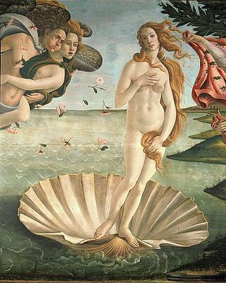 Wall Art - Painting - The Birth of Venus, 1478. Detail of the Birth of Venus in scallop shell. SANDRO BOTTICELLI . CLORIS. by Sandro Botticelli -1445-1510-