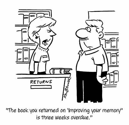 Wall Art - Drawing - The Book You Returned On 'improving Your Memory' Is Three by Ken Benner
